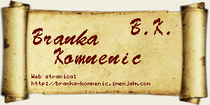 Branka Komnenić vizit kartica
